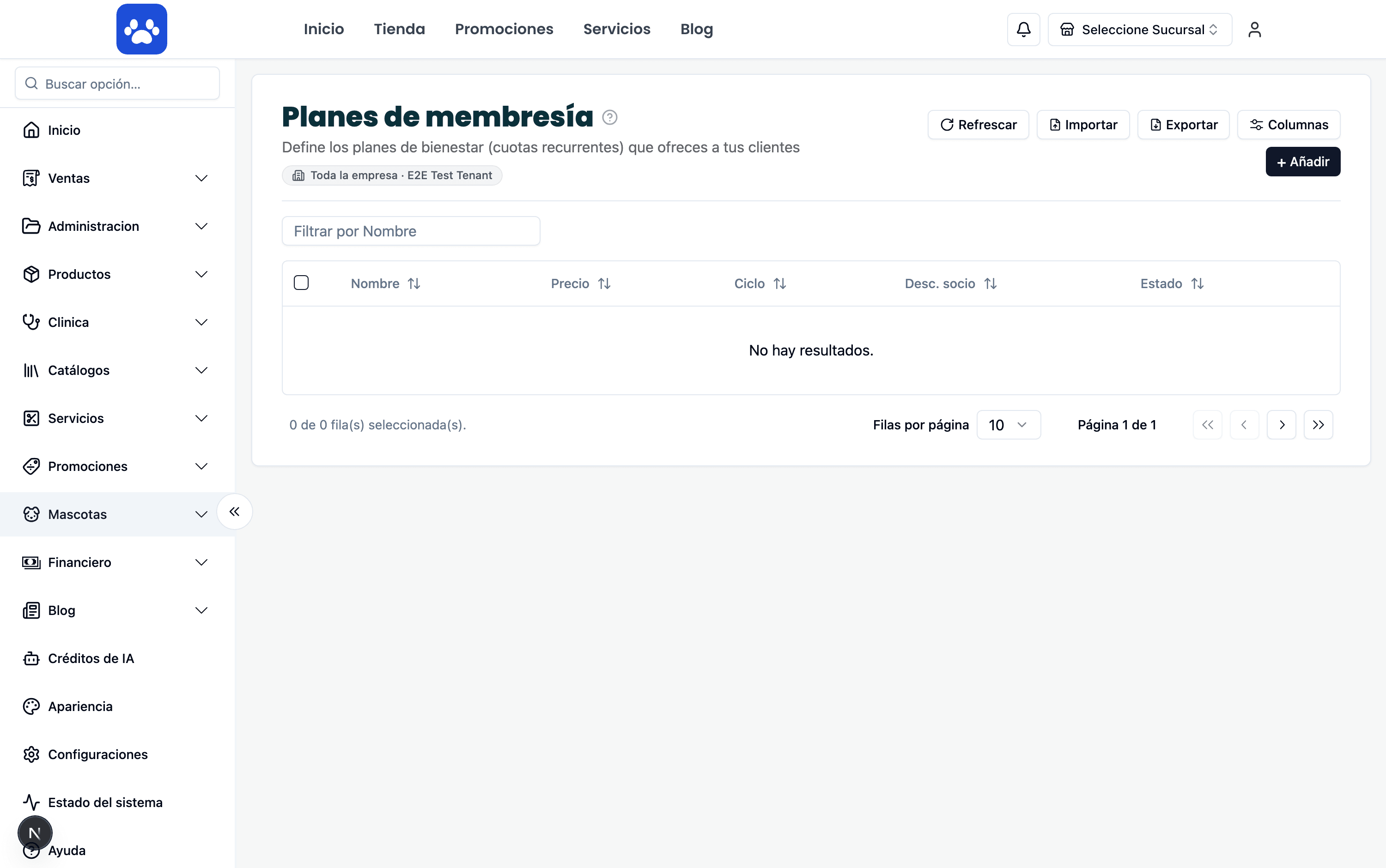 Membresías y fidelización — Captura real del sistema